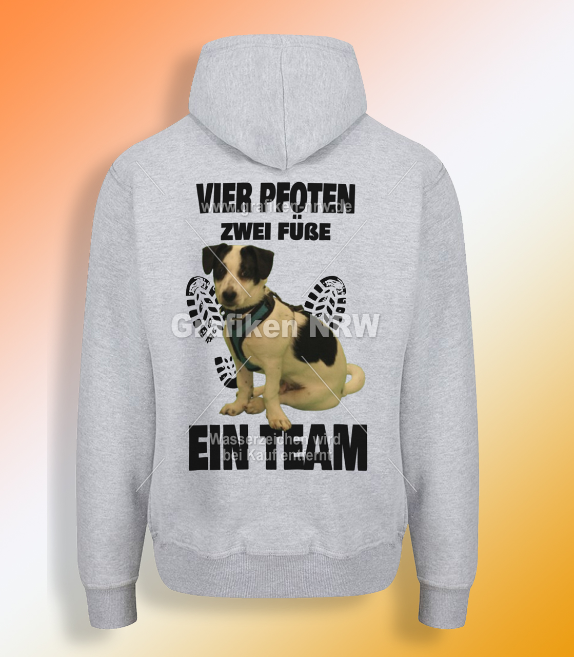 Hoodies in weiß Vier pfoten zwei Füße ein Team
