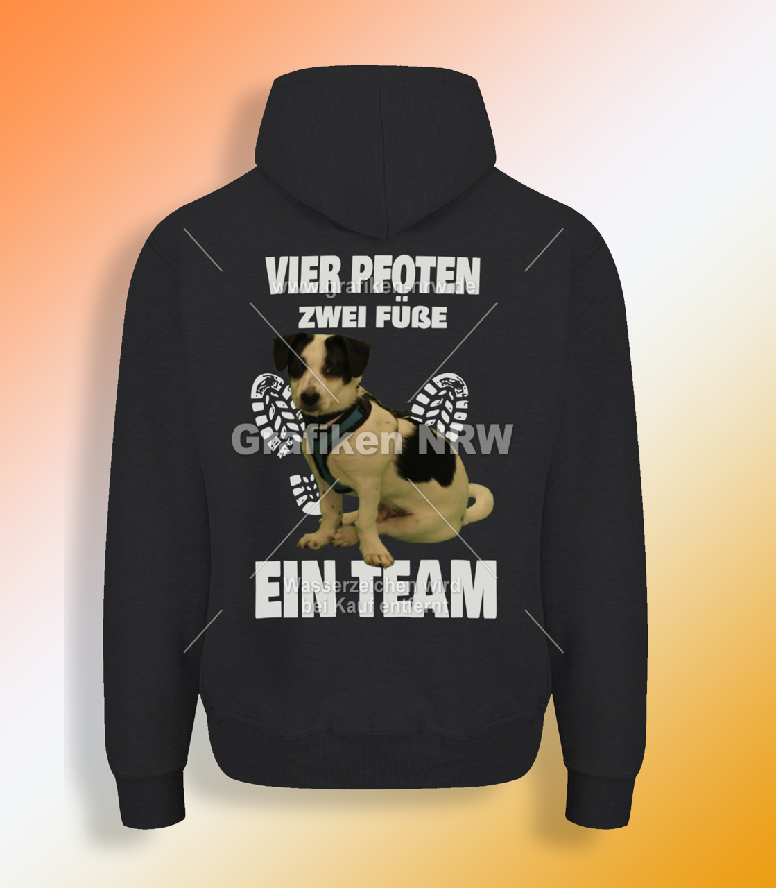 Hoodies in Schwarz Vier pfoten zwei Füße ein Team