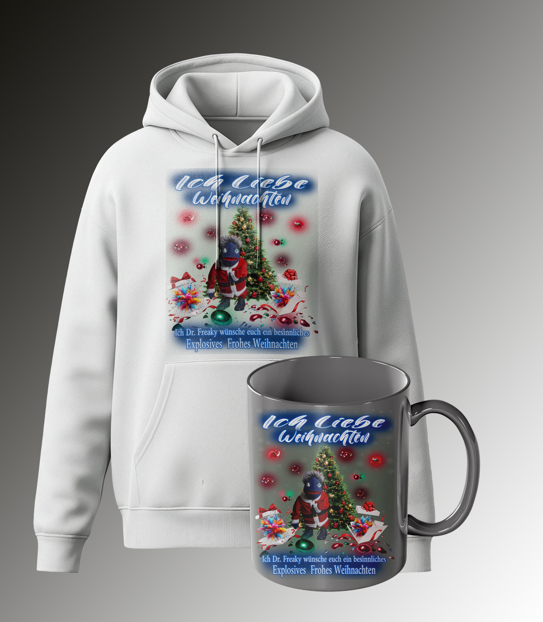 Unisex Hoodie Weiß + Tasse - Ich Liebe Weihnachten
